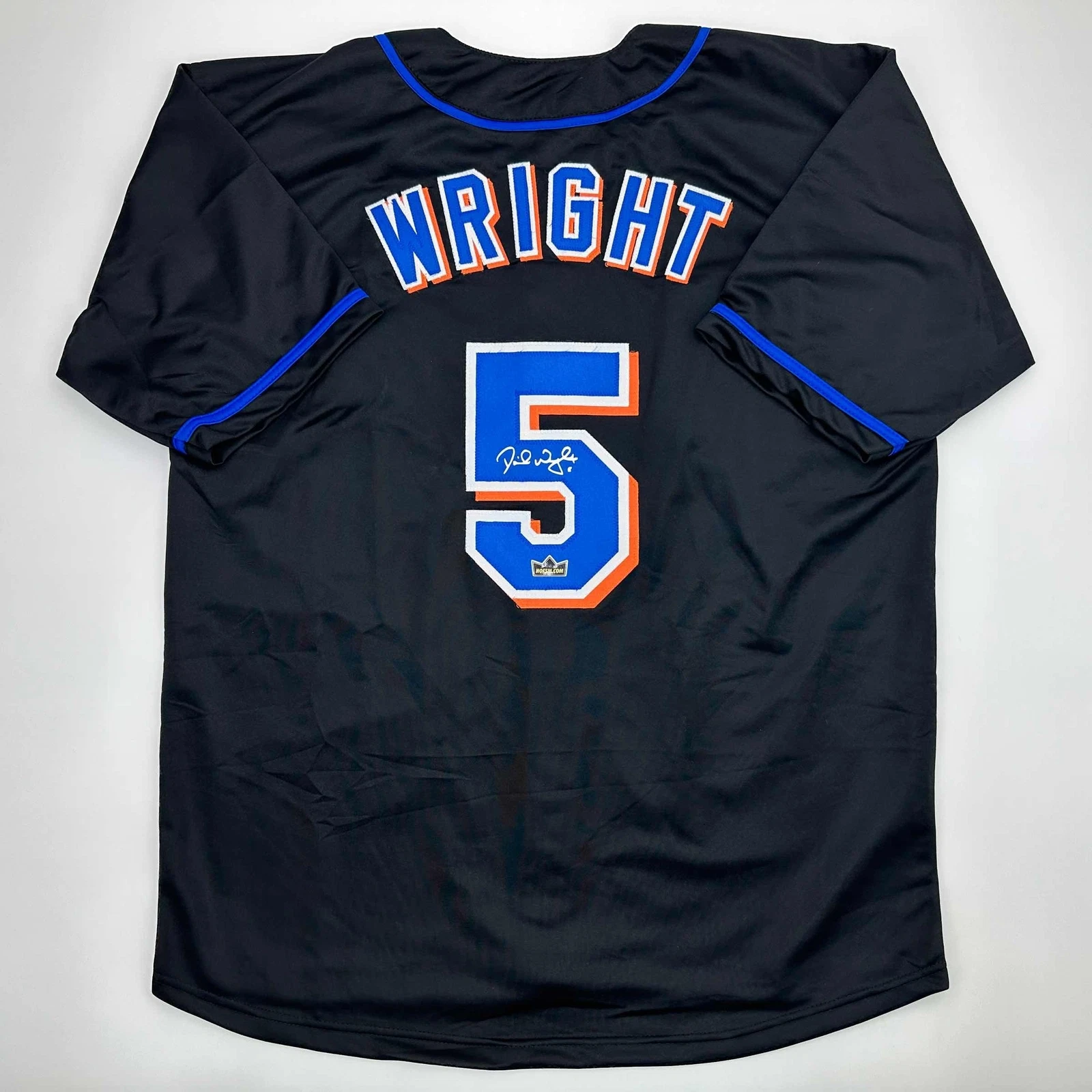 Facsimile Autographed David Wright New York Black Reprint Jersey Size Men's XL