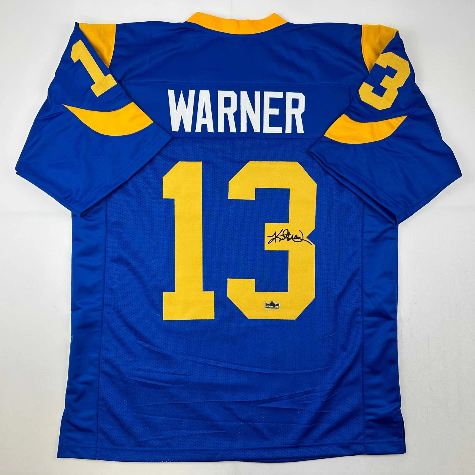 Facsimile Autographed Kurt Warner St. Louis Royal Blue Retro Reprint Jersey XL