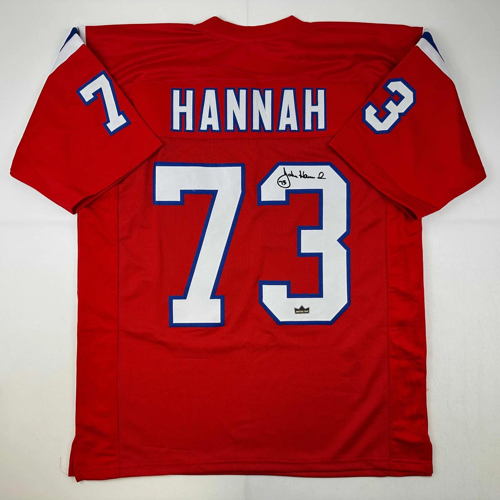 Facsimile Autographed John Hannah New England Red Reprint Jersey Size Men's XL