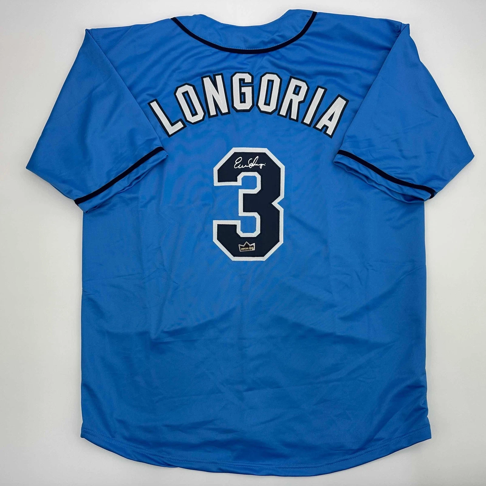 Facsimile Autographed Evan Longoria Tampa Bay Light Blue Reprint Jersey Men's XL