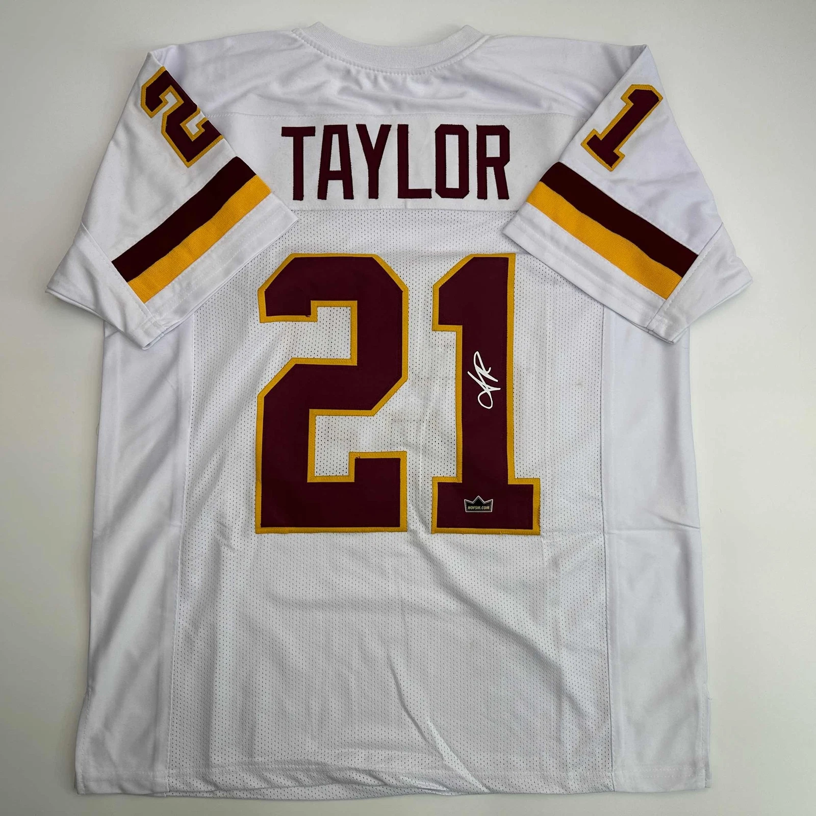 Facsimile Autographed Sean Taylor Washington White Reprint Jersey Size Men's XL