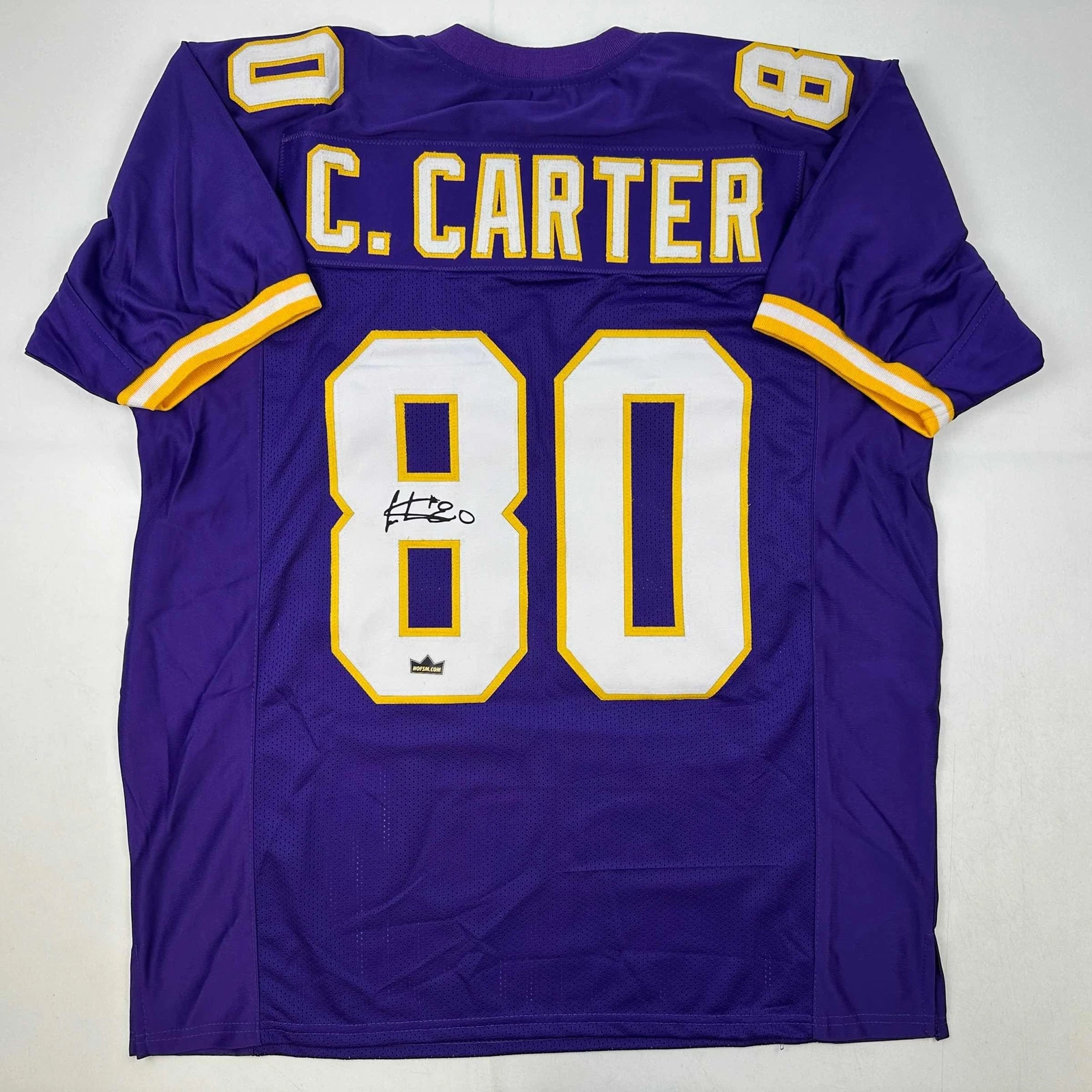 Facsimile Autographed Cris Carter Minnesota Purple Reprint Jersey Size Men's XL