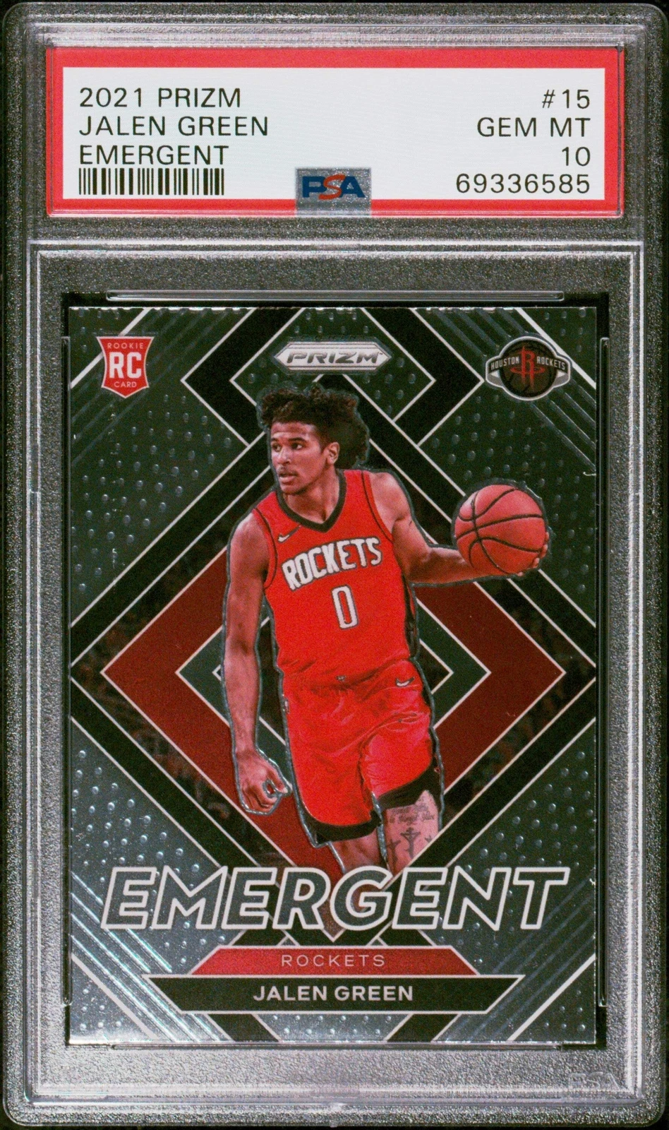 Graded 2021 Panini Prizm Jalen Green #15 Emergent Rookie Basketball Card PSA 10