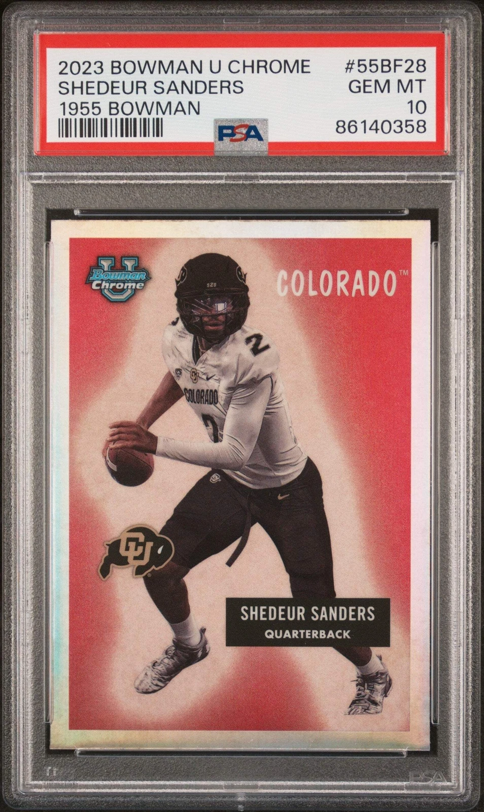 Graded 2023 Topps Bowman U Shedeur Sanders #55BF28 1955 RC Football Card PSA 10