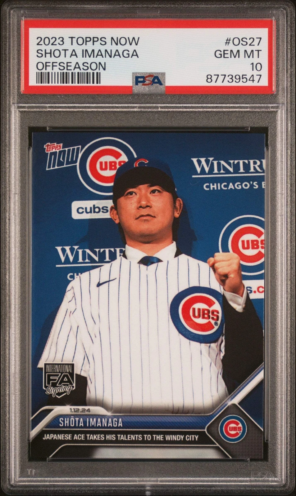 Graded 2023 Topps Now Shota Imanaga #OS27 Offseason Rookie Baseball Card PSA 10