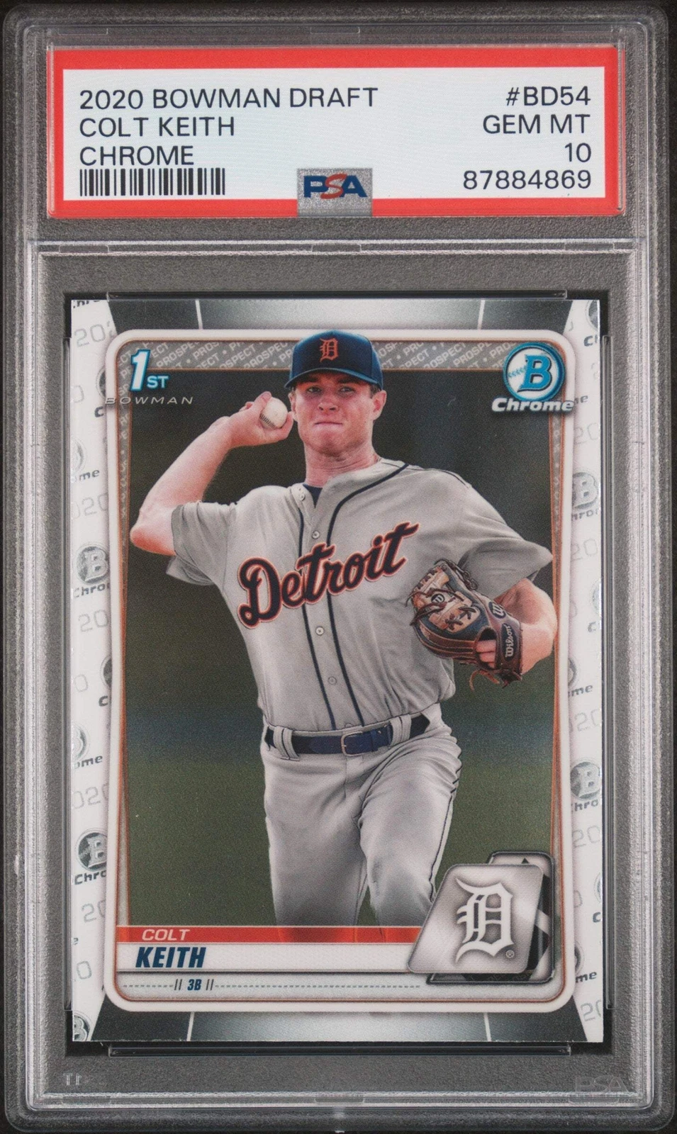 Graded 2020 Topps Bowman Draft Colt Keith #BD54 Chrome RC Baseball Card PSA 10