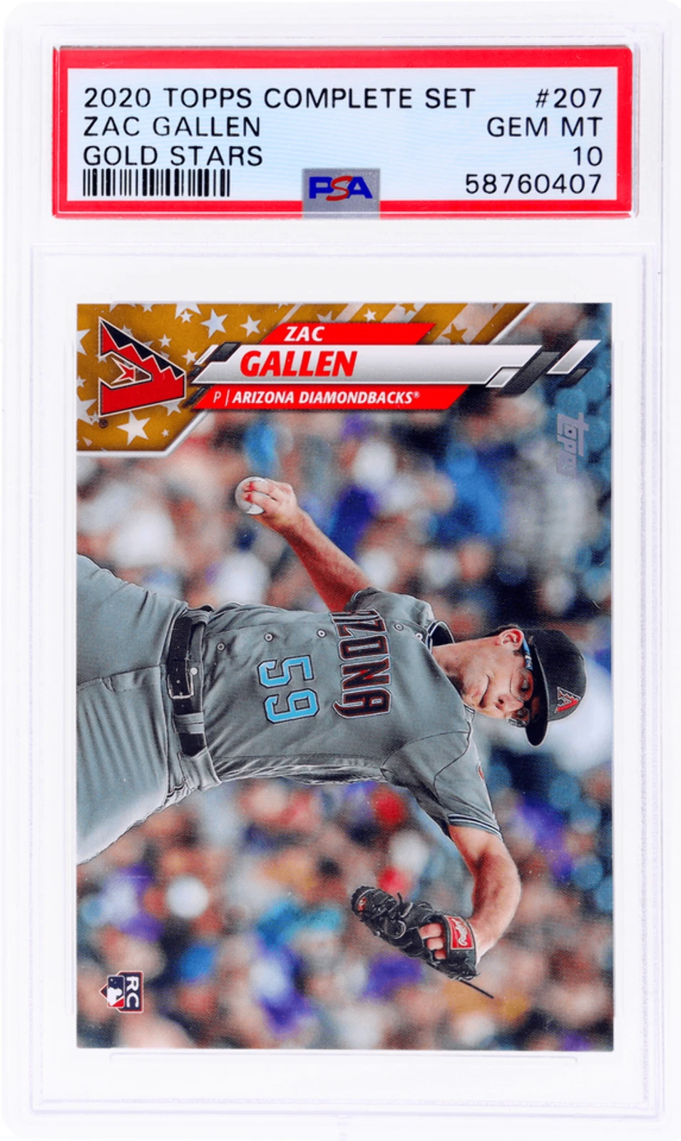 Graded 2020 Topps Complete Set Zac Gallen #207 Gold Star RC Baseball Card PSA 10