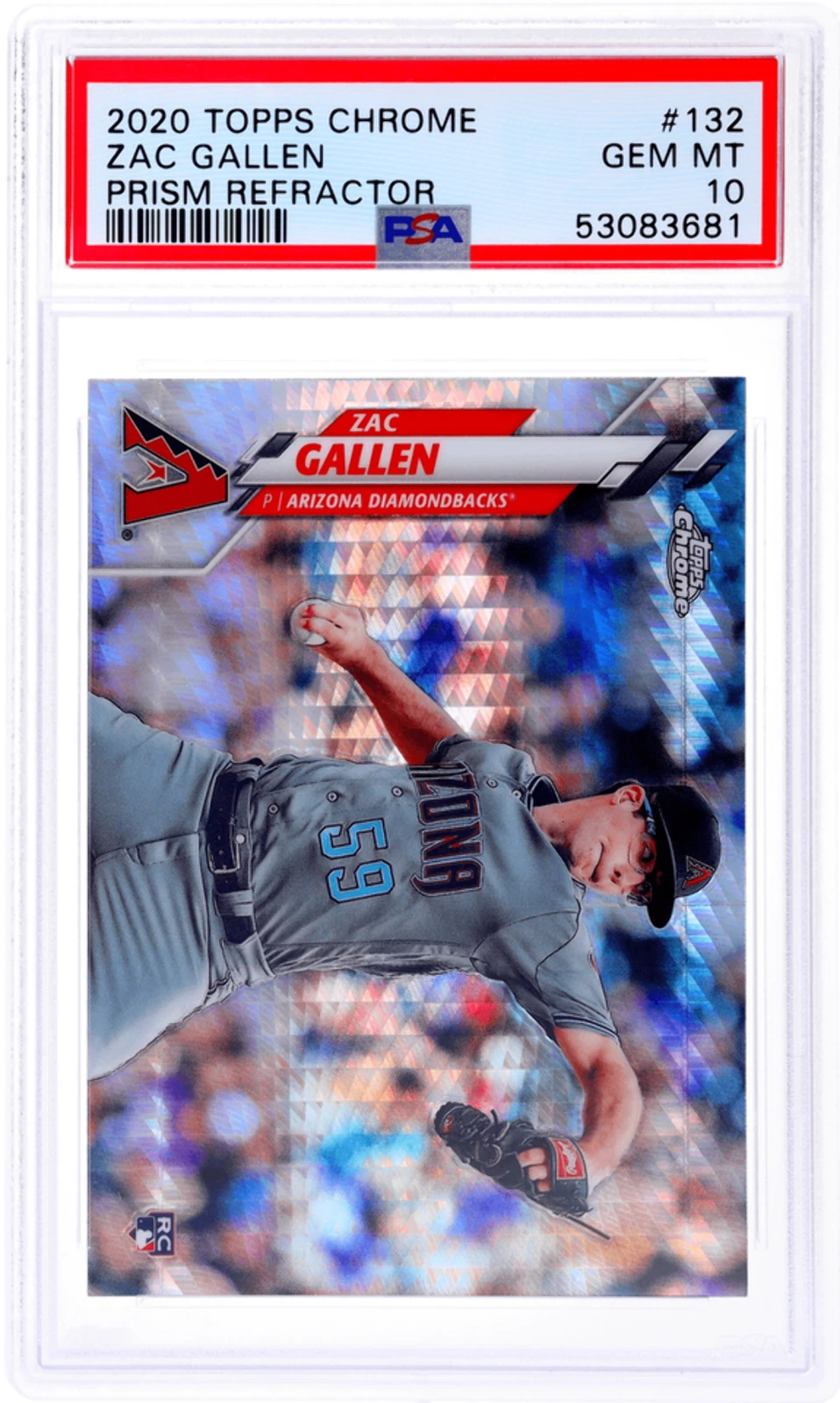 Graded 2020 Topps Chrome Zac Gallen #132 Prism Refractor RC Baseball Card PSA 10