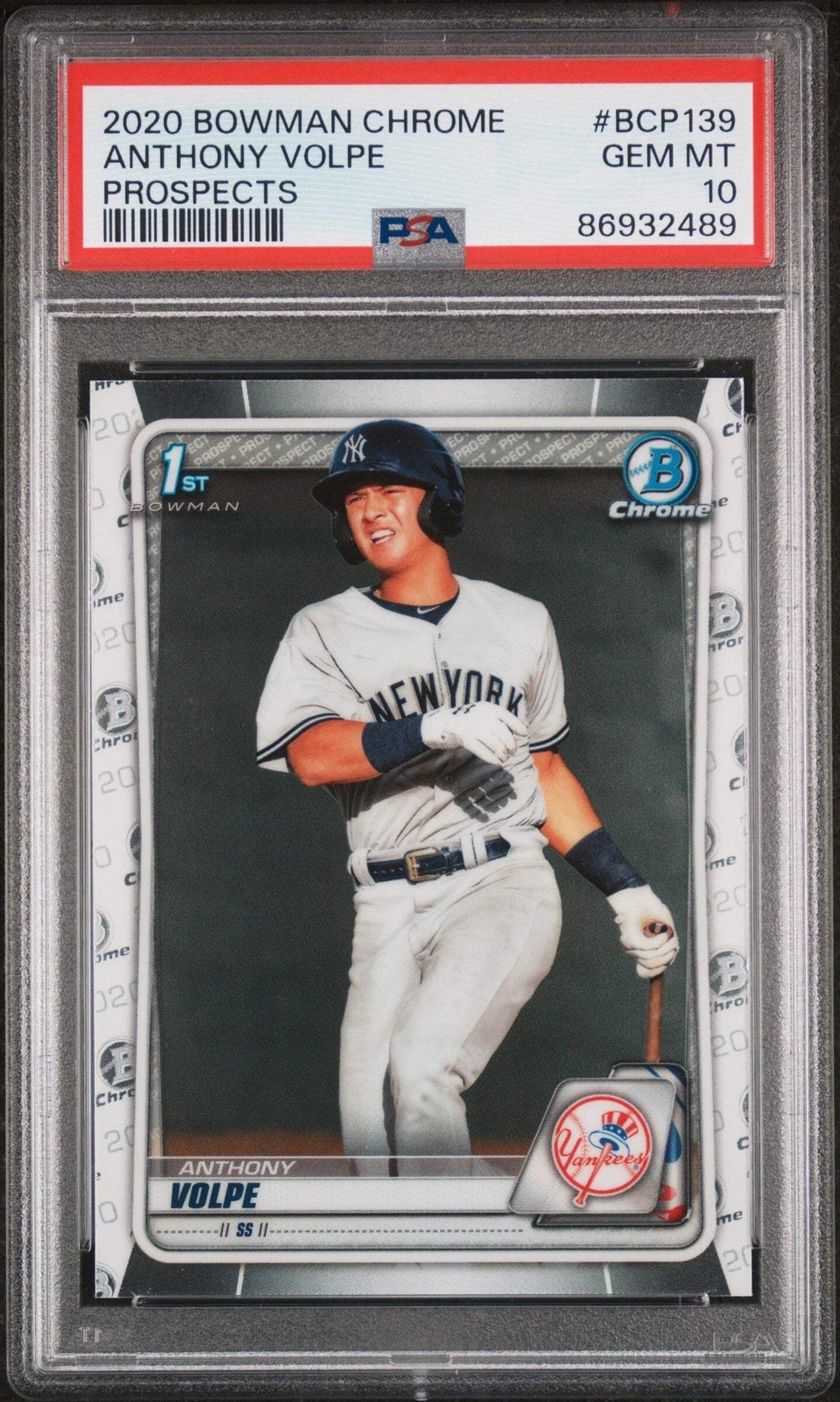 Graded 2020 Bowman Chrome Anthony Volpe #BCP139 Prospect RC Baseball Card PSA 10