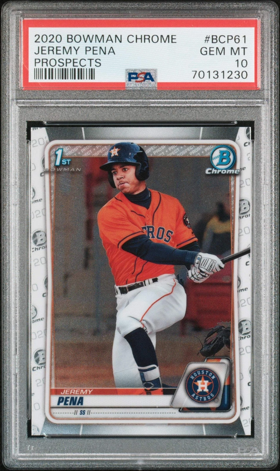 Graded 2020 Bowman Chrome Jeremy Pena #BCP61 Prospects RC Baseball Card PSA 10