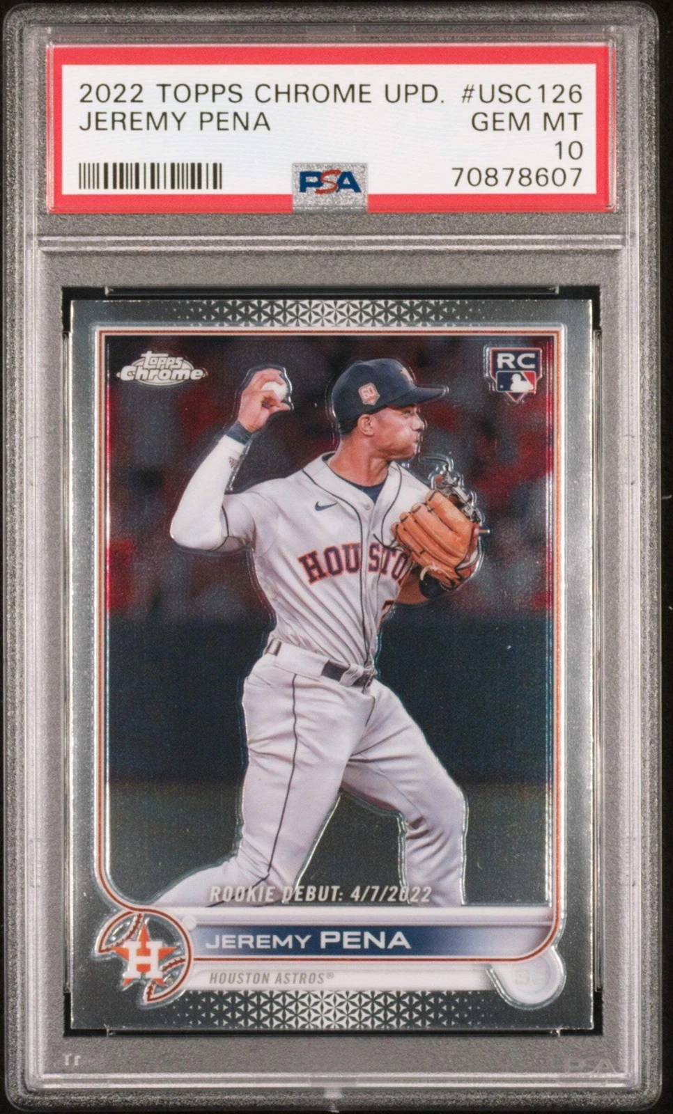 Graded 2022 Topps Chrome Upd Jeremy Pena #USC126 Rookie RC Baseball Card PSA 10
