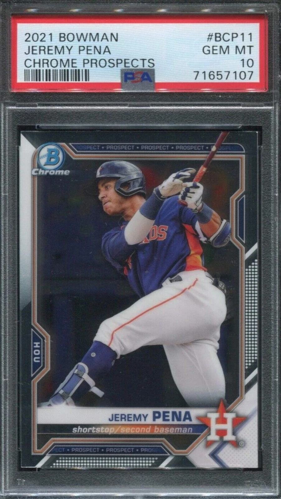 Graded 2021 Bowman Jeremy Pena #BCP11 Chrome Prospects RC Baseball Card PSA 10