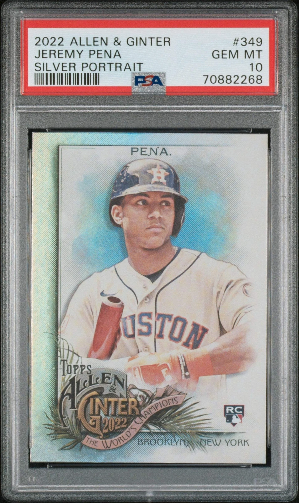 Graded 2022 Allen & Ginter Jeremy Pena #349 Silver Portrait Baseball Card PSA 10