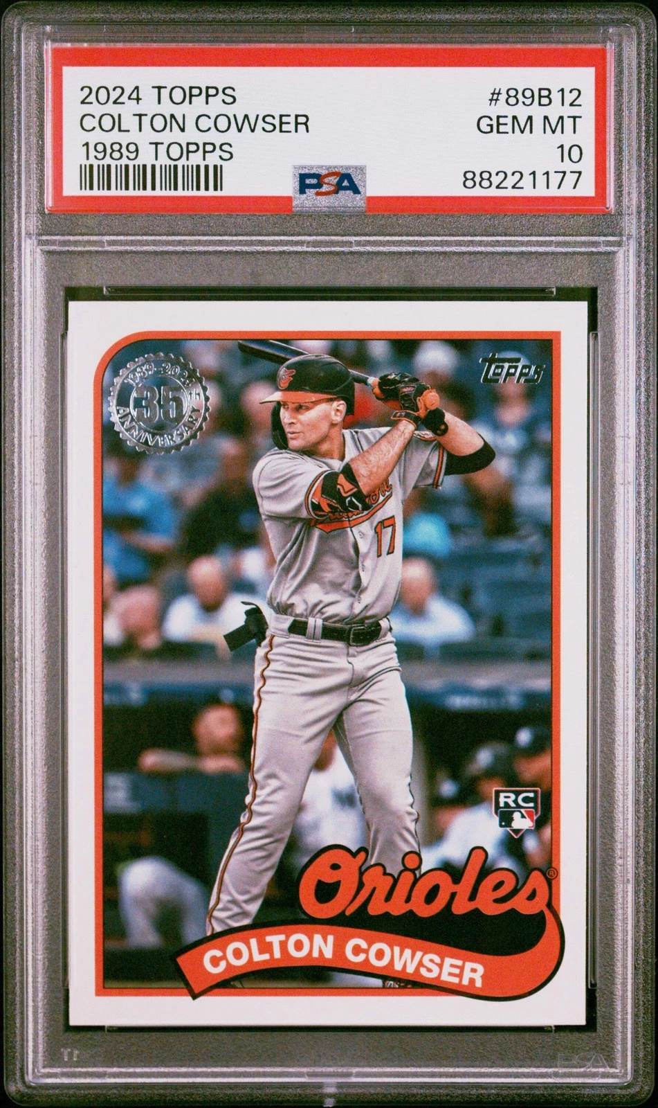 Graded 2024 Topps Colton Cowser #89B12 1989 Topps Rookie RC Baseball Card PSA 10