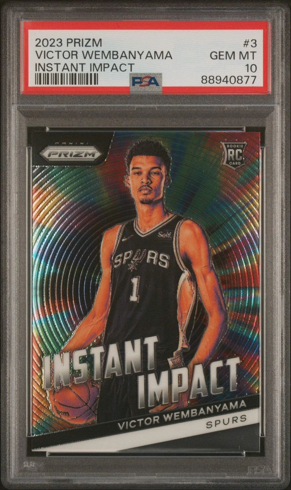 Graded 2023 Prizm Victor Wembanyama #3 Instant Impact RC Basketball Card PSA 10