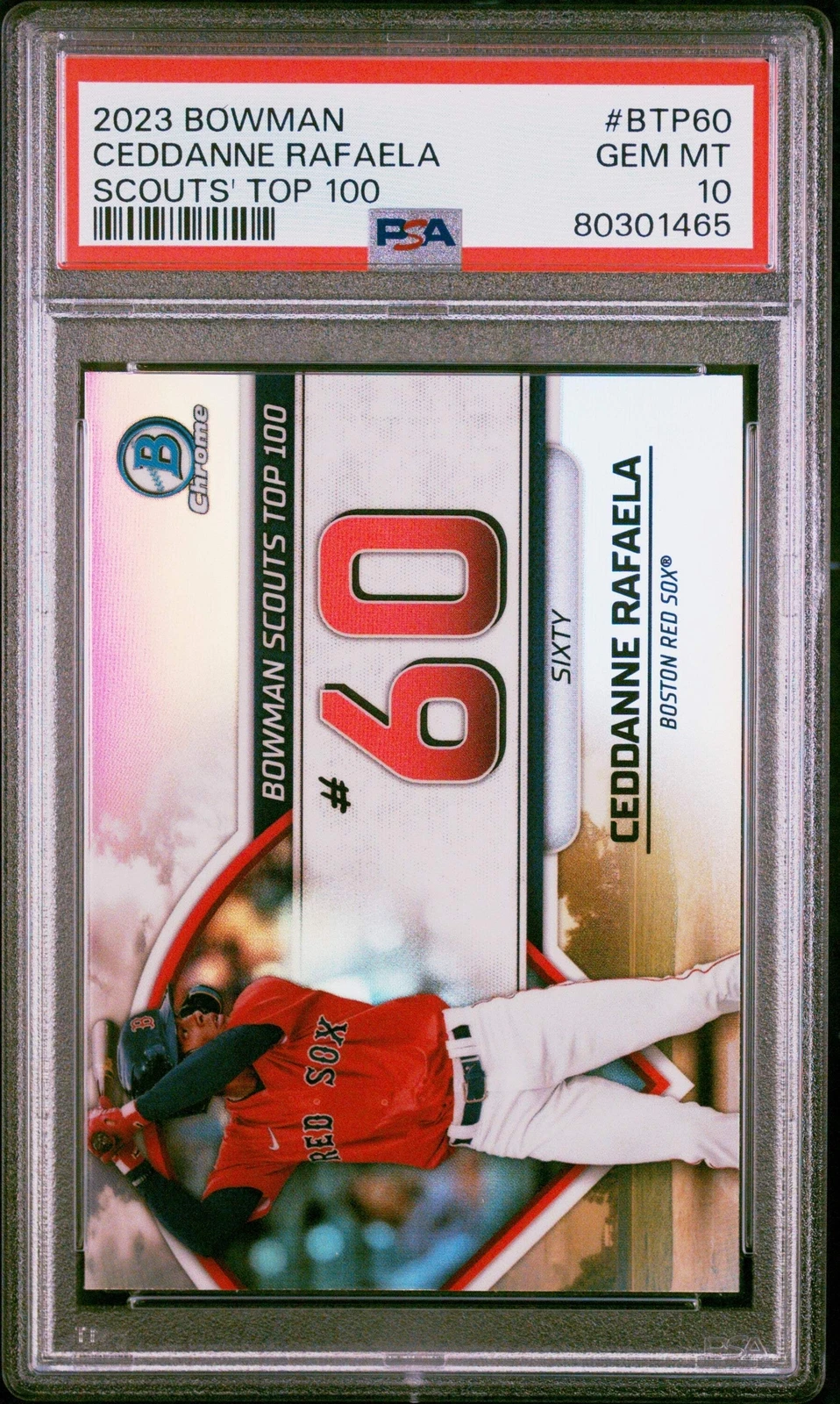 Graded 2023 Bowman Ceddanne Rafaela #BTP60 Scouts Top 100 Baseball Card PSA 10