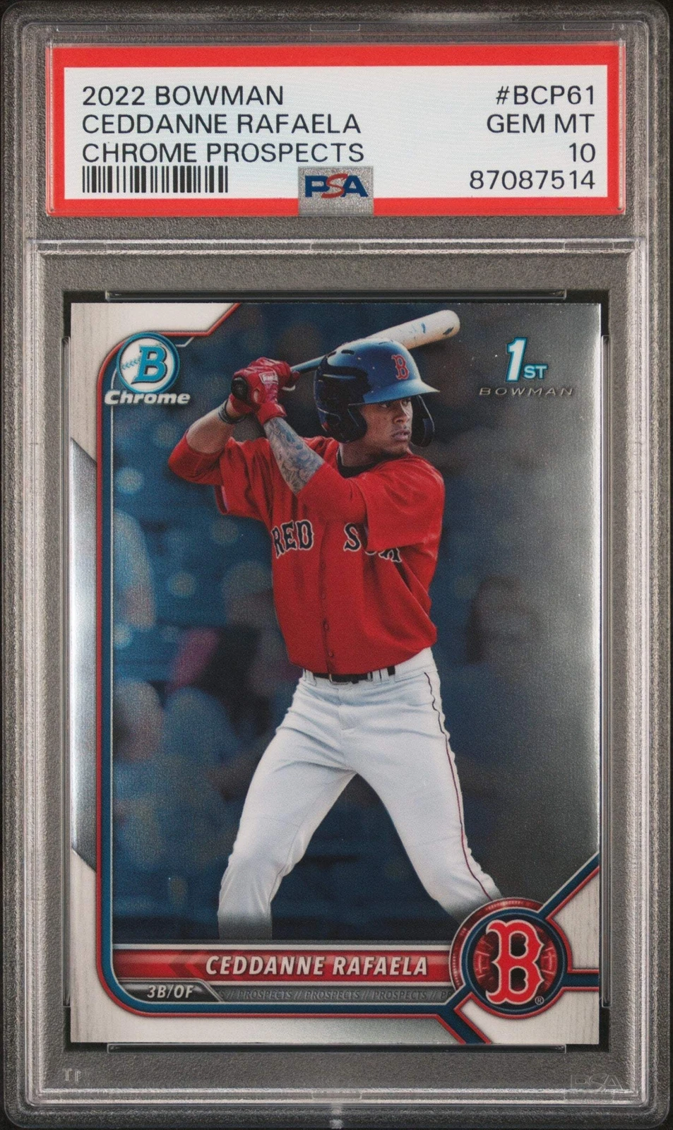 Graded 2022 Bowman Ceddanne Rafaela #BCP61 Chrome Prospects Baseball Card PSA 10
