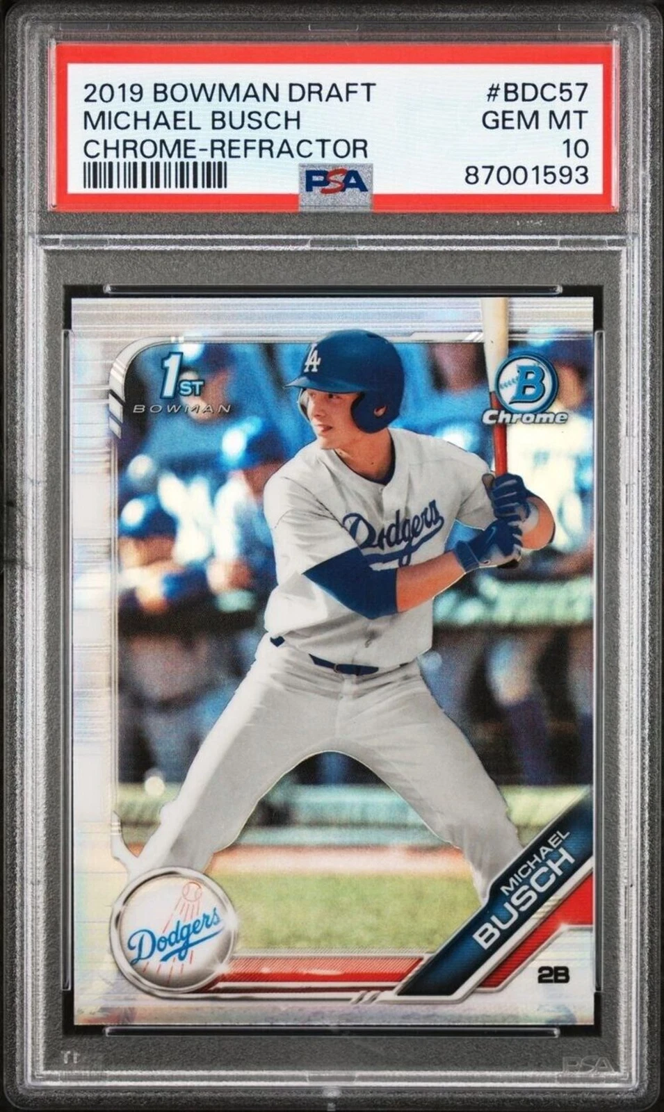 Graded 2019 Bowman Draft Michael Busch #BDC57 Chrome REF RC Baseball Card PSA 10