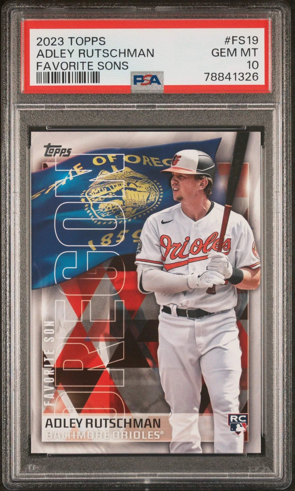 Graded 2023 Topps Adley Rutschman #FS19 Favorite Sons RC Baseball Card PSA 10