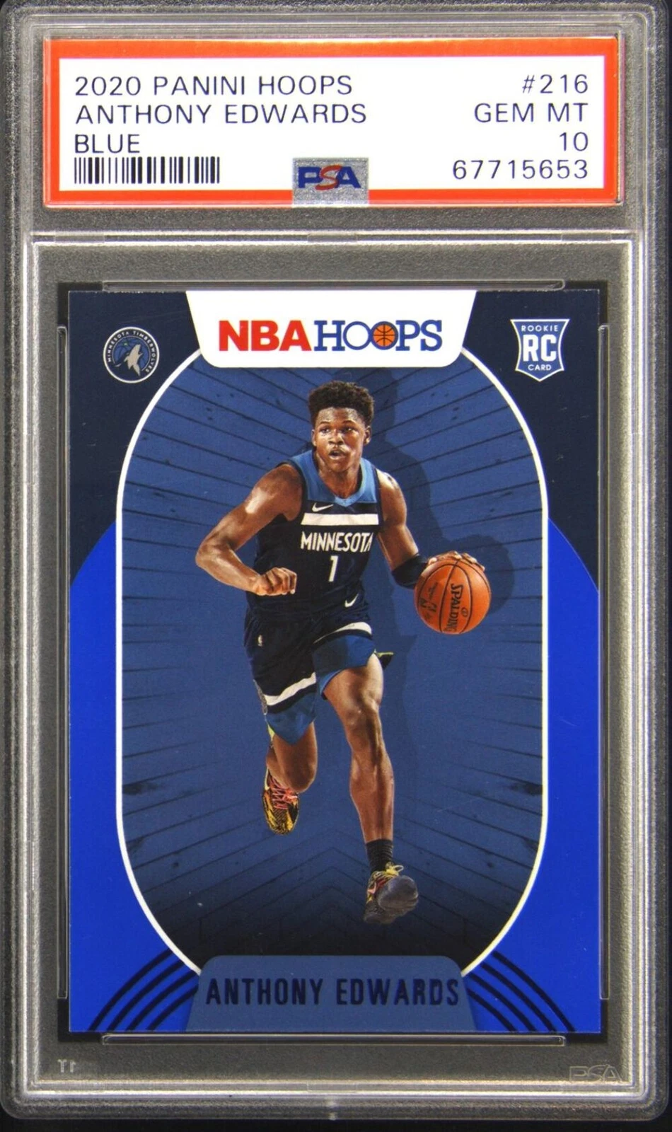 Graded 2020 Panini Hoops Anthony Edwards #216 Rookie Basketball Card PSA 10