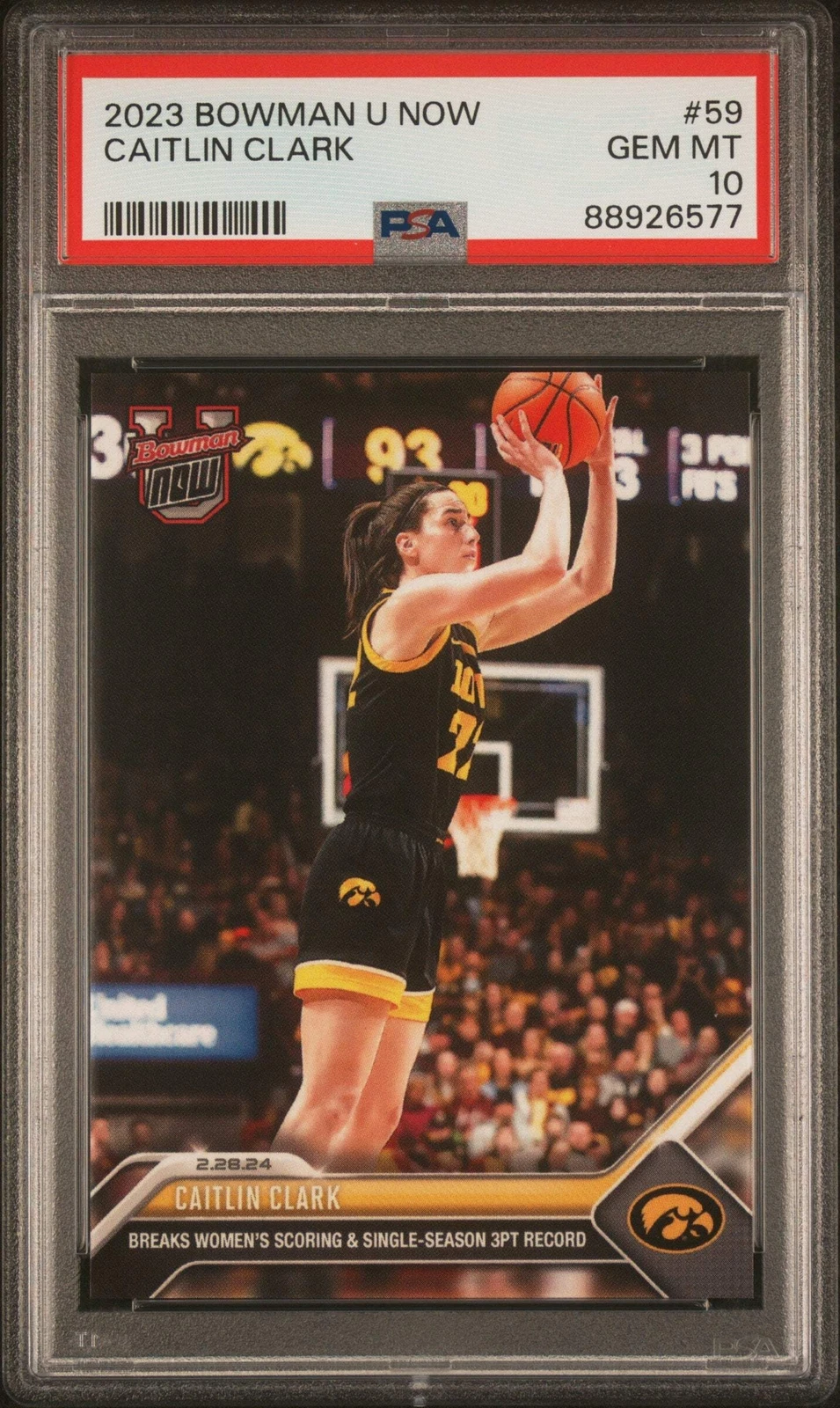 Graded 2023 Topps Bowman U Now Caitlin Clark #59 Rookie Basketball Card PSA 10