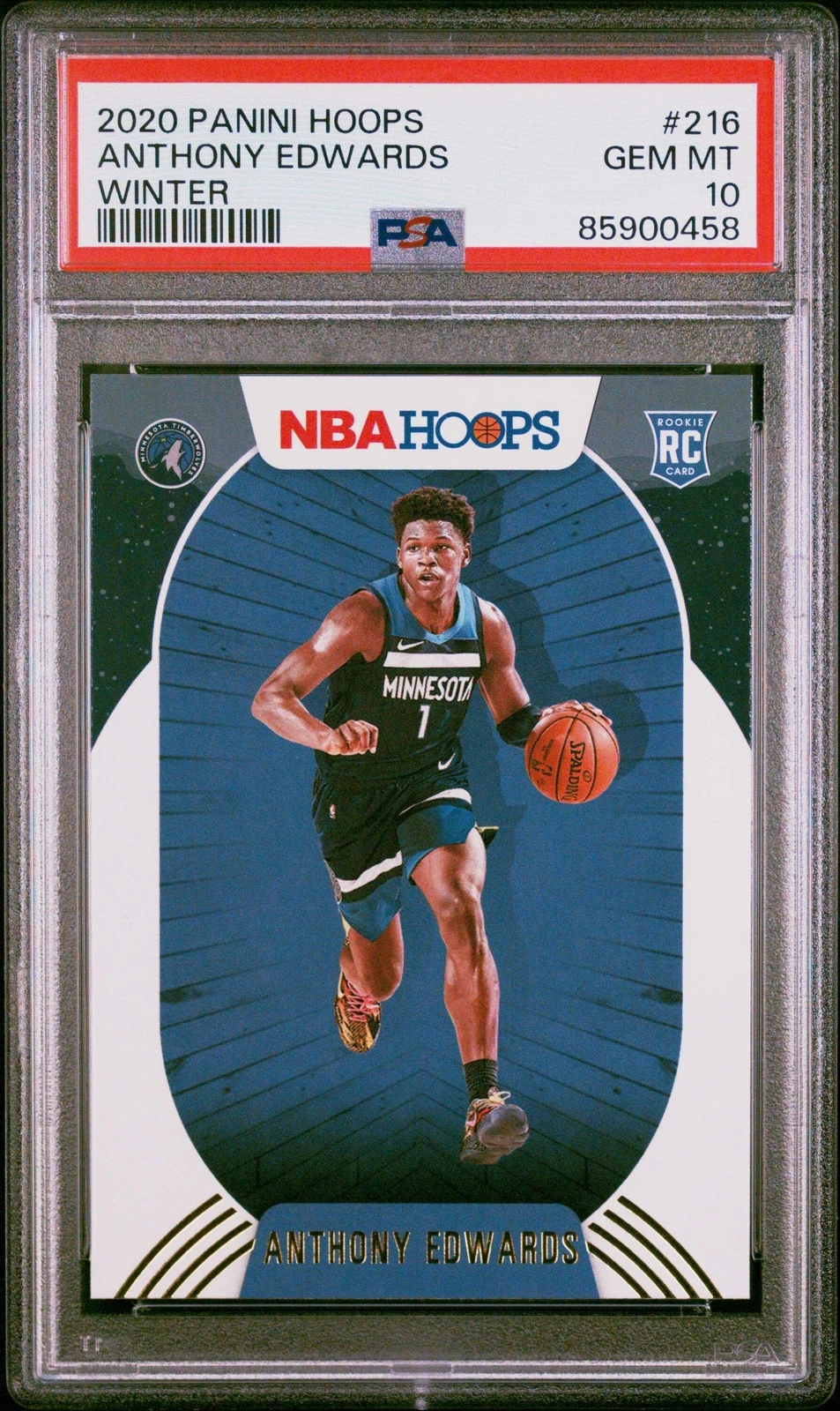 Graded 2020 Panini Hoops Anthony Edwards #216 Winter RC Basketball Card PSA 10