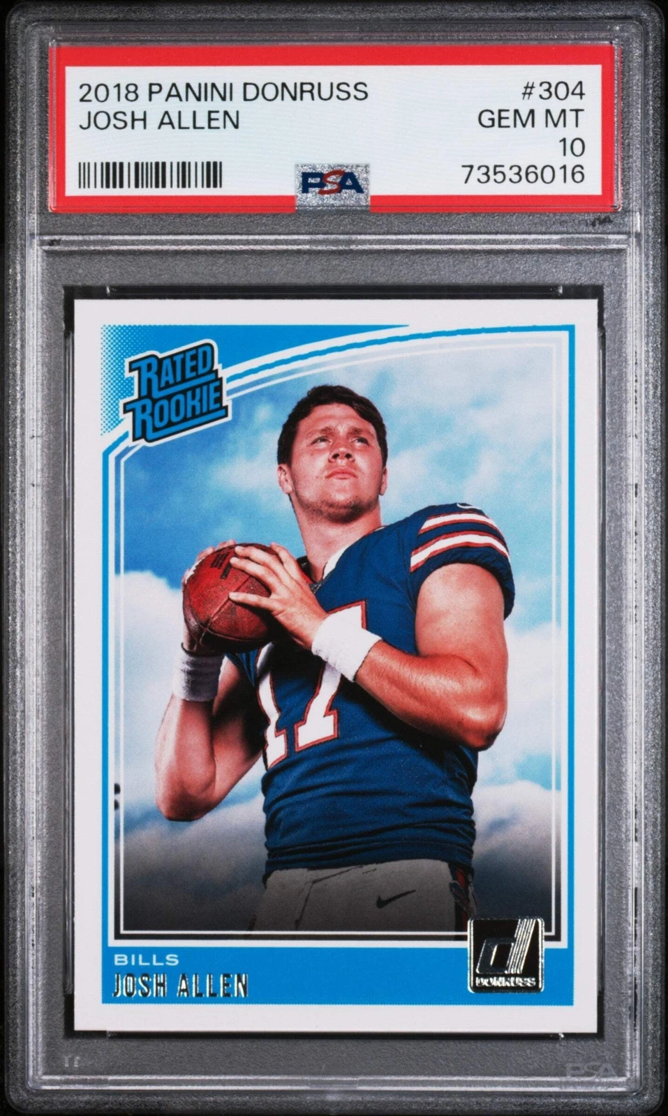 Graded 2018 Panini Donruss Josh Allen #304 Rookie RC Football Card PSA 10 Gem