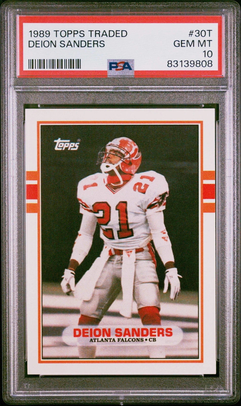Graded 1989 Topps Traded Deion Sanders #30T Rookie RC Football Card PSA 10 Gem