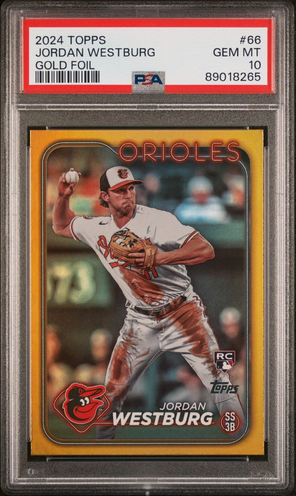 Graded 2024 Topps Jordan Westburg #66 Gold Foil Rookie RC Baseball Card PSA 10 G