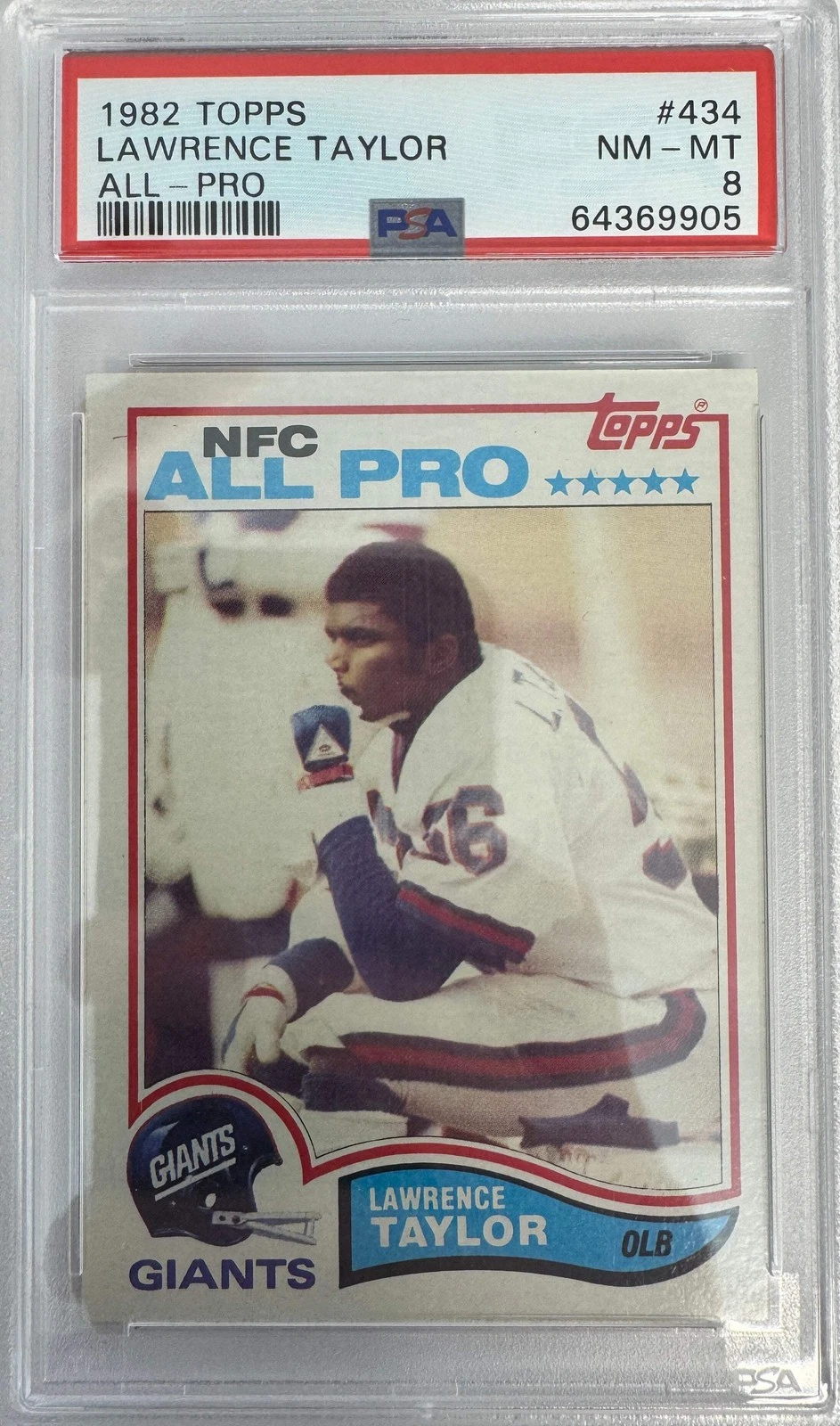 Graded 1982 Topps Lawrence Taylor #434 Rookie RC Football Card PSA 8 Near Mint