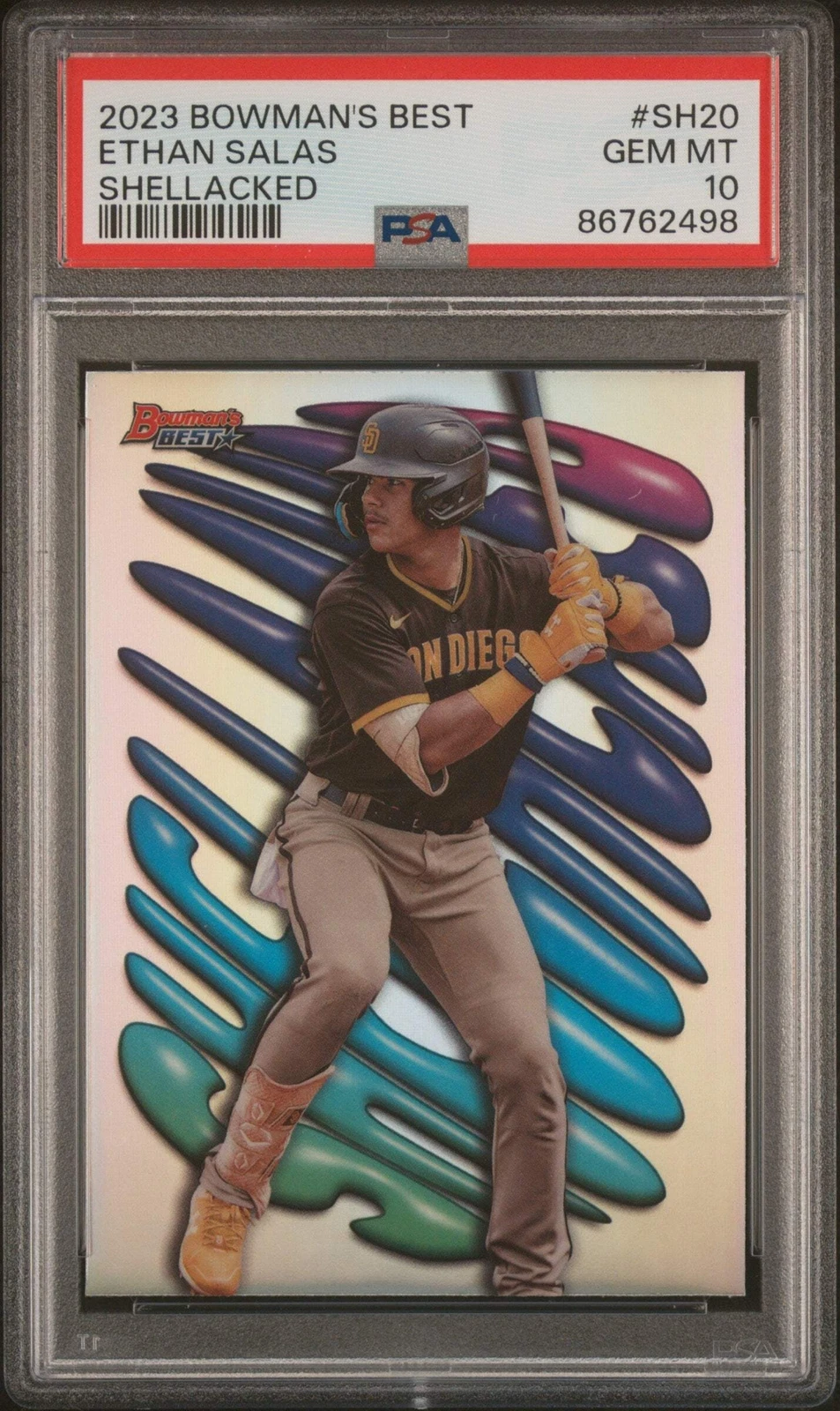 Graded 2023 Bowmans Best Ethan Salas #SH20 Shellacked RC Baseball Card PSA 10
