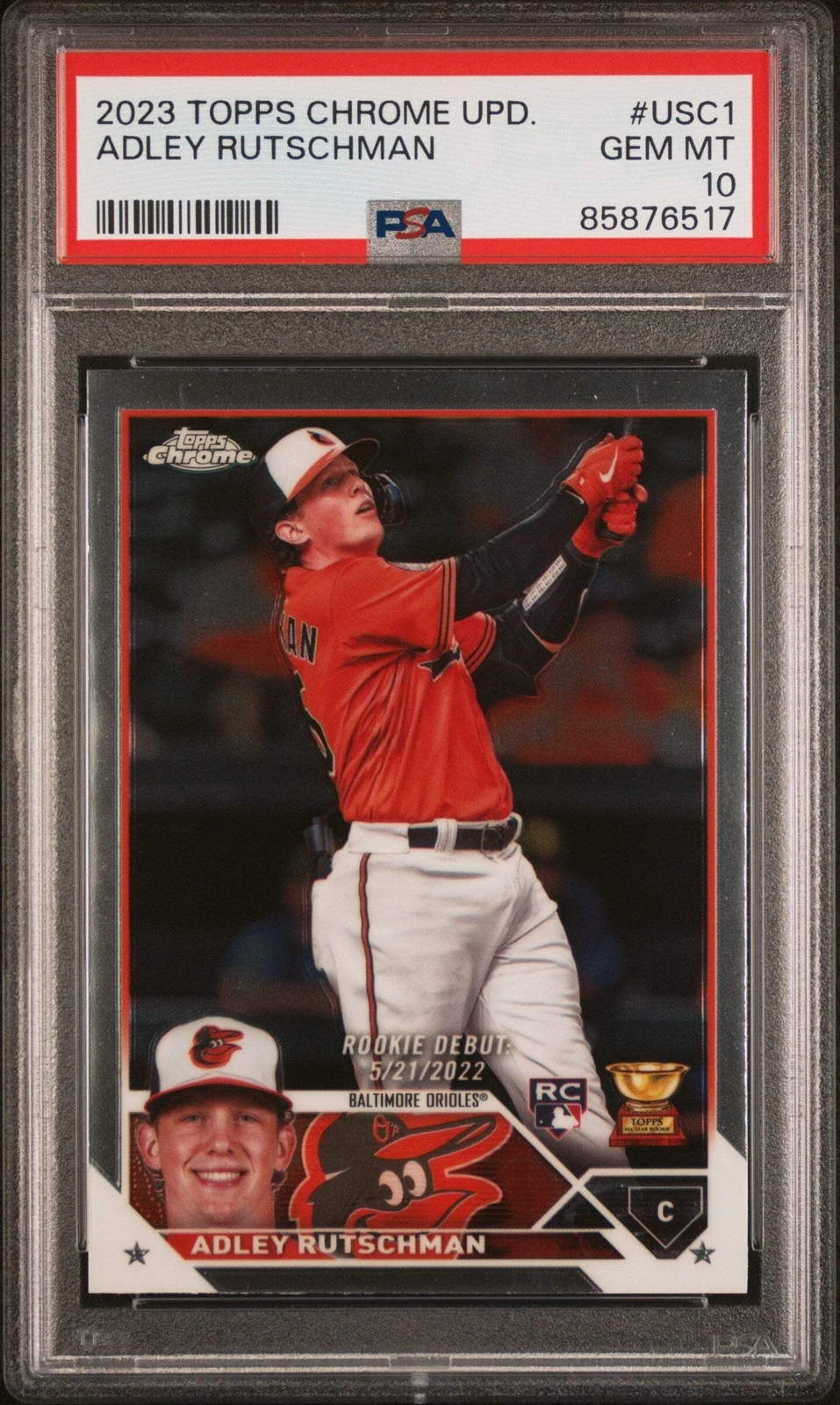 Graded 2023 Topps Chrome Update Adley Rutschman #USC1 RC Baseball Card PSA 10