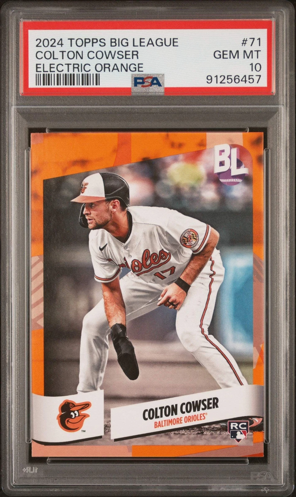 Graded 2024 Topps Big League Colton Cowser #71 Electric ORG Baseball Card PSA 10
