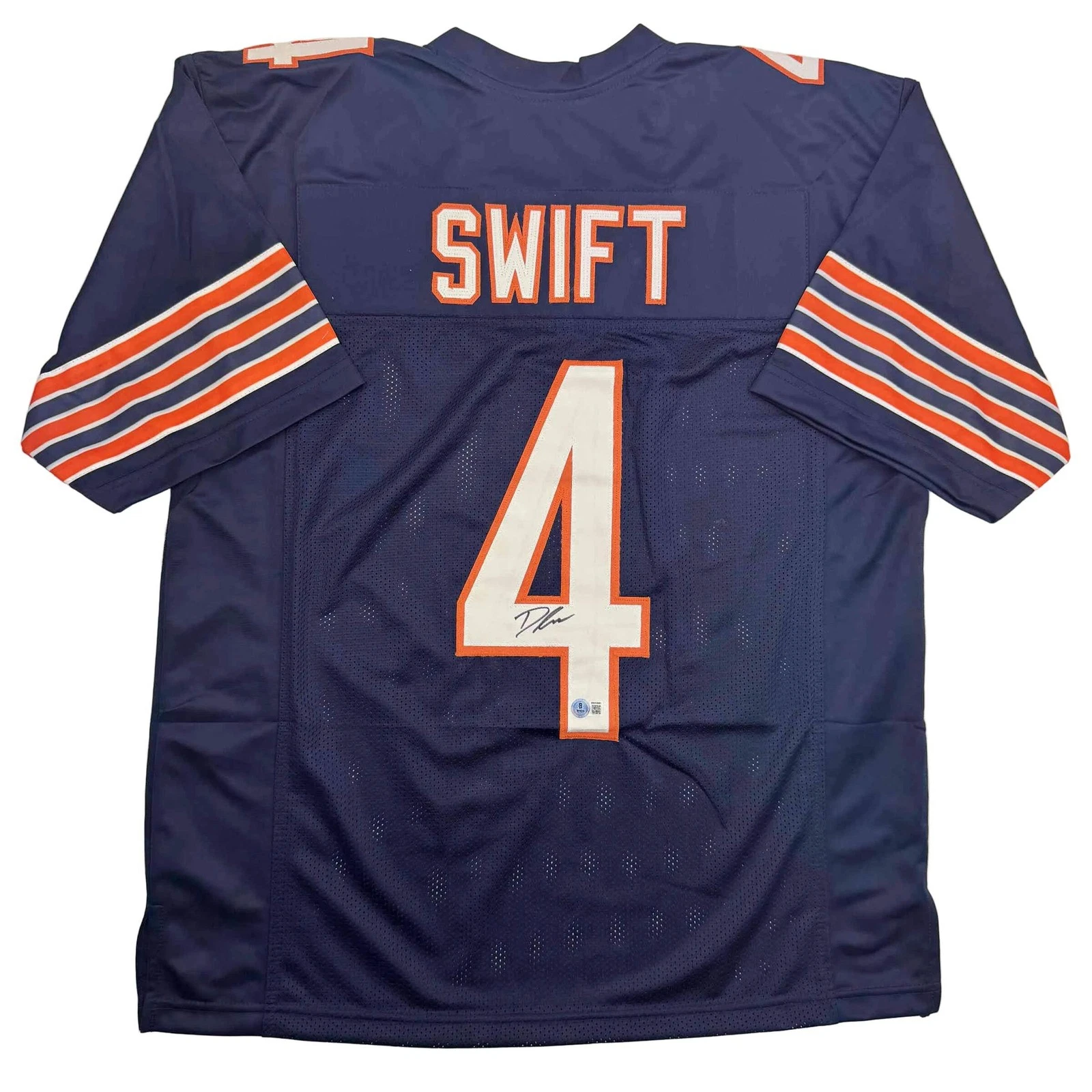 Autographed/Signed D'Andre Swift Chicago Blue Football Jersey Beckett BAS COA