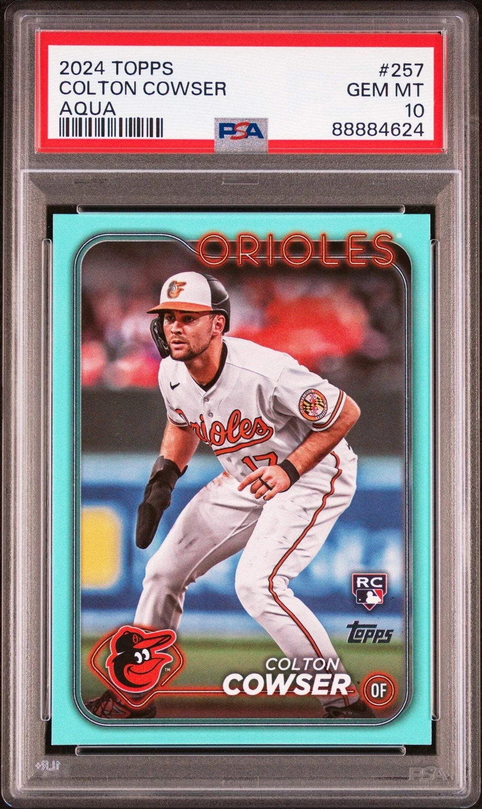 Graded 2024 Topps Colton Cowser #257 Aqua Rookie RC Baseball Card PSA 10 Gem