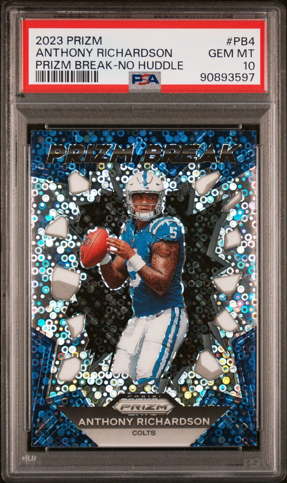 Graded 2023 Panini Prizm Anthony Richardson #PB4 No Huddle Football Card PSA 10
