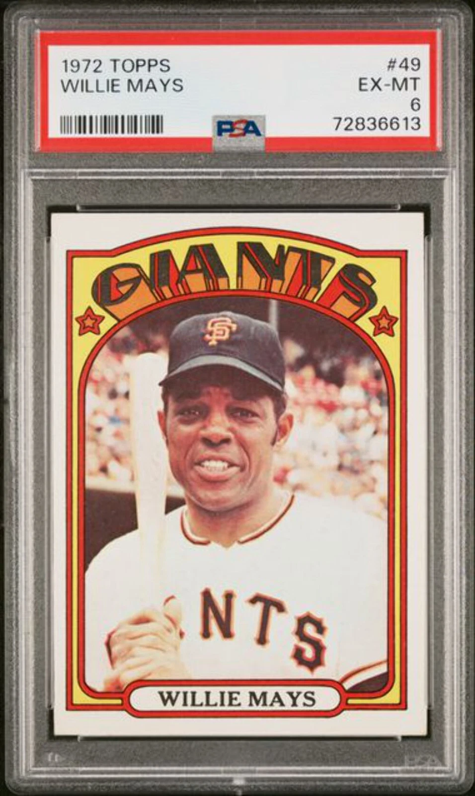 Graded 1972 Topps Willie Mays #49 Baseball Card PSA 6 EX-MT