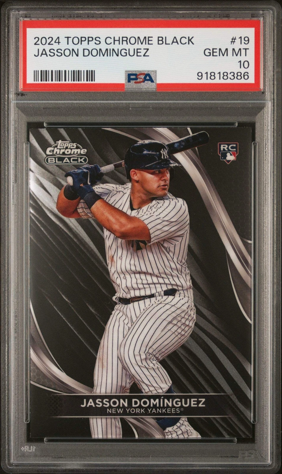 Graded 2024 Topps Chrome Black Jasson Dominguez #19 Rookie Baseball Card PSA 10