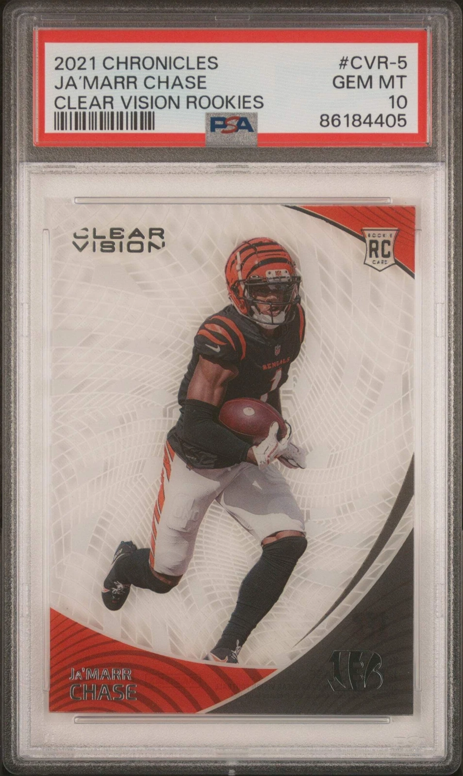 Graded 2021 Chronicles Ja'Marr Chase #CVR5 Clear Vision Football Card PSA 10