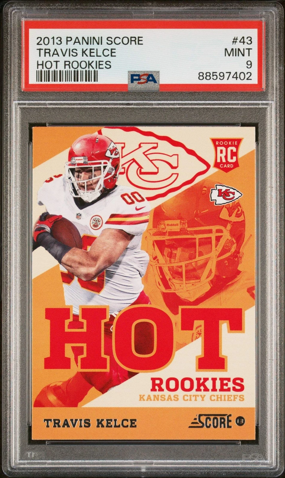 Graded 2013 Panini Score Travis Kelce #43 Hot Rookies Football Card PSA 9 Mint