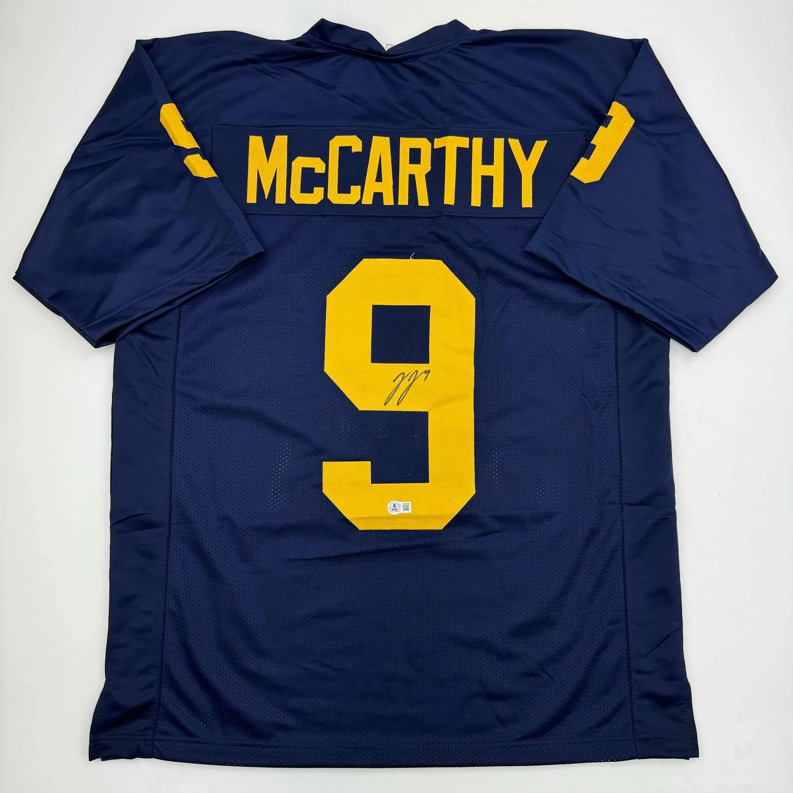 Autographed/Signed J.J. JJ McCarthy Michigan Blue College Jersey Beckett BAS COA