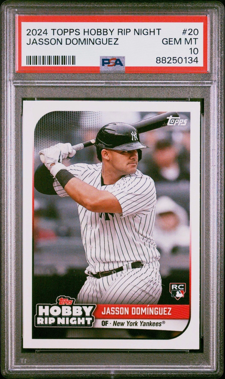 Graded 2024 Topps Hobby Rip Night Jasson Dominguez #20 RC Baseball Card PSA 10