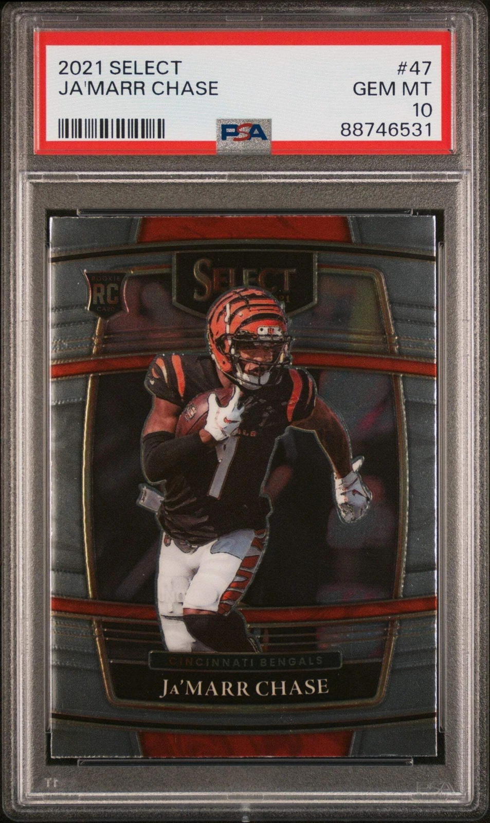 Graded 2021 Panini Select Ja'Marr Chase #47 Rookie RC Football Card PSA 10 Gem