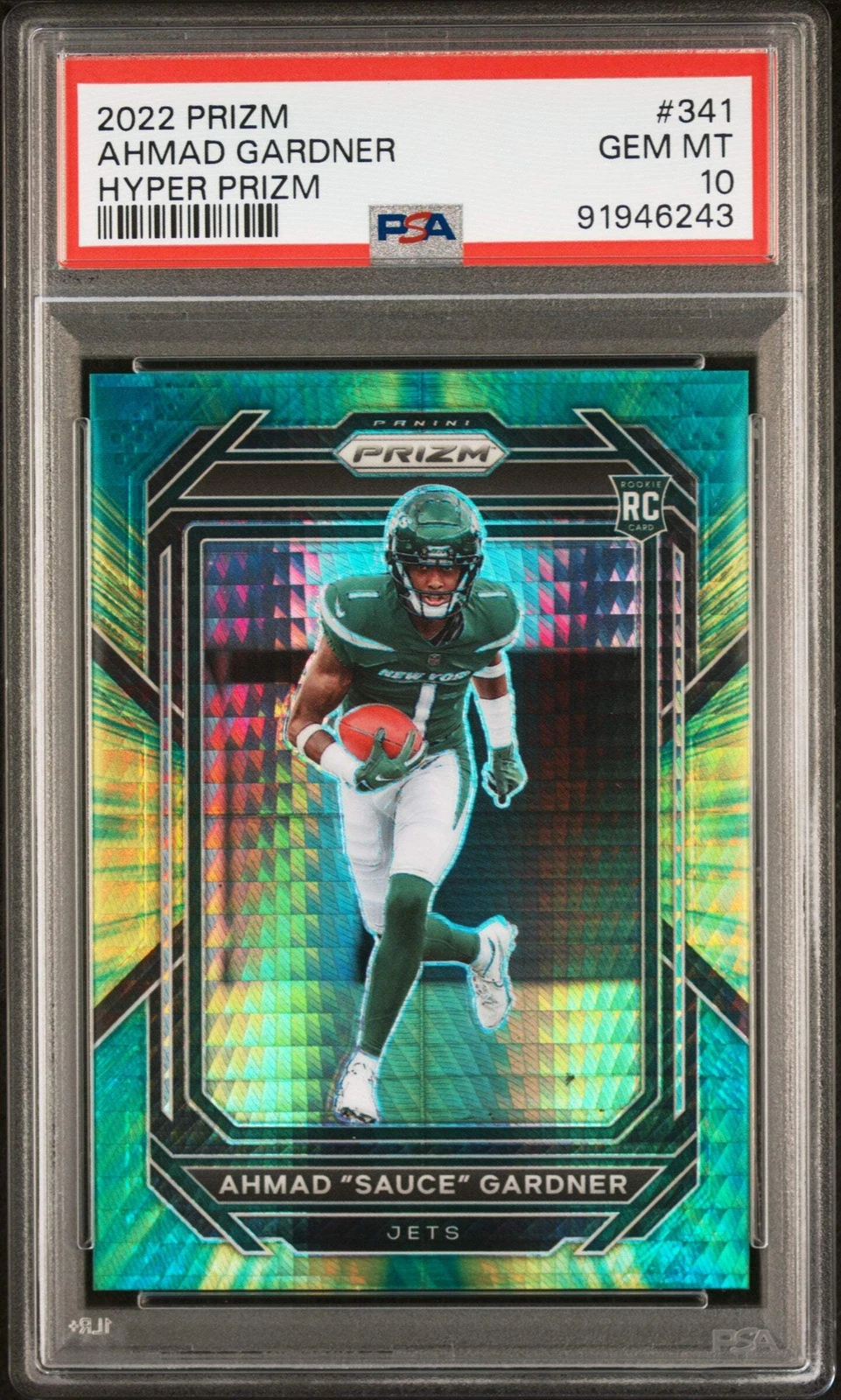 Graded 2022 Prizm Ahmad Gardner #341 Hyper Prizm #/175 RC Football Card PSA 10