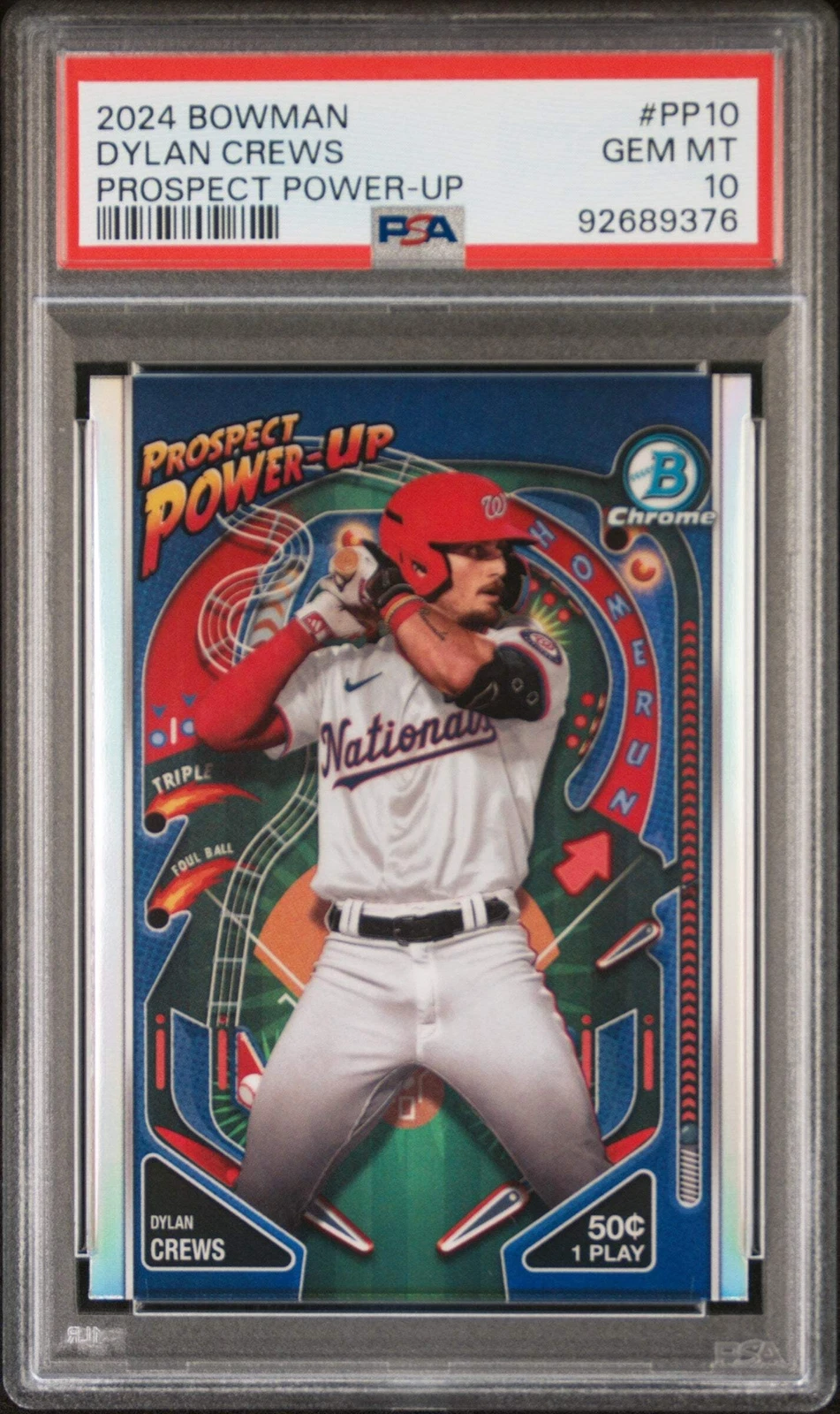 Graded 2024 Bowman Dylan Crews #PP10 Prospect Power Up RC Baseball Card PSA 10