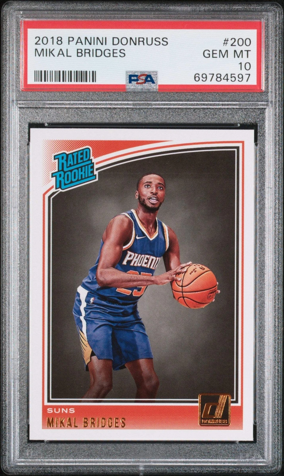 Graded 2018 Panini Donruss Mikal Bridges #200 Rookie RC Basketball Card PSA 10