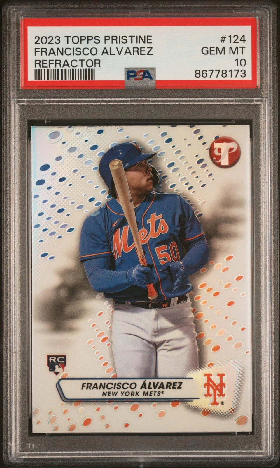 Graded 2023 Topps Pristine Francisco Alvarez #124 REF RC Baseball Card PSA 10