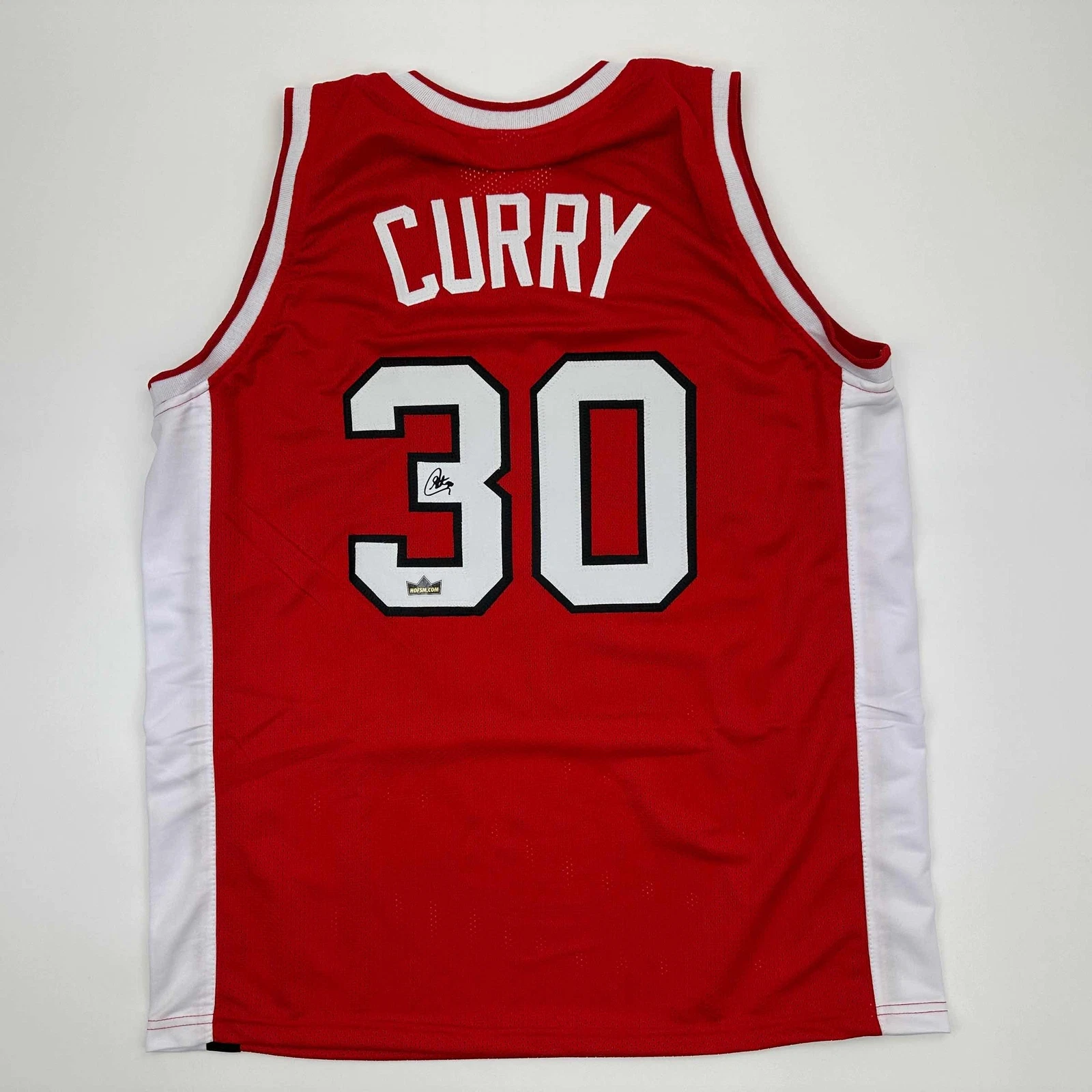 Facsimile Autographed Stephen Steph Curry Davidson Red Reprint Jersey Men's XL