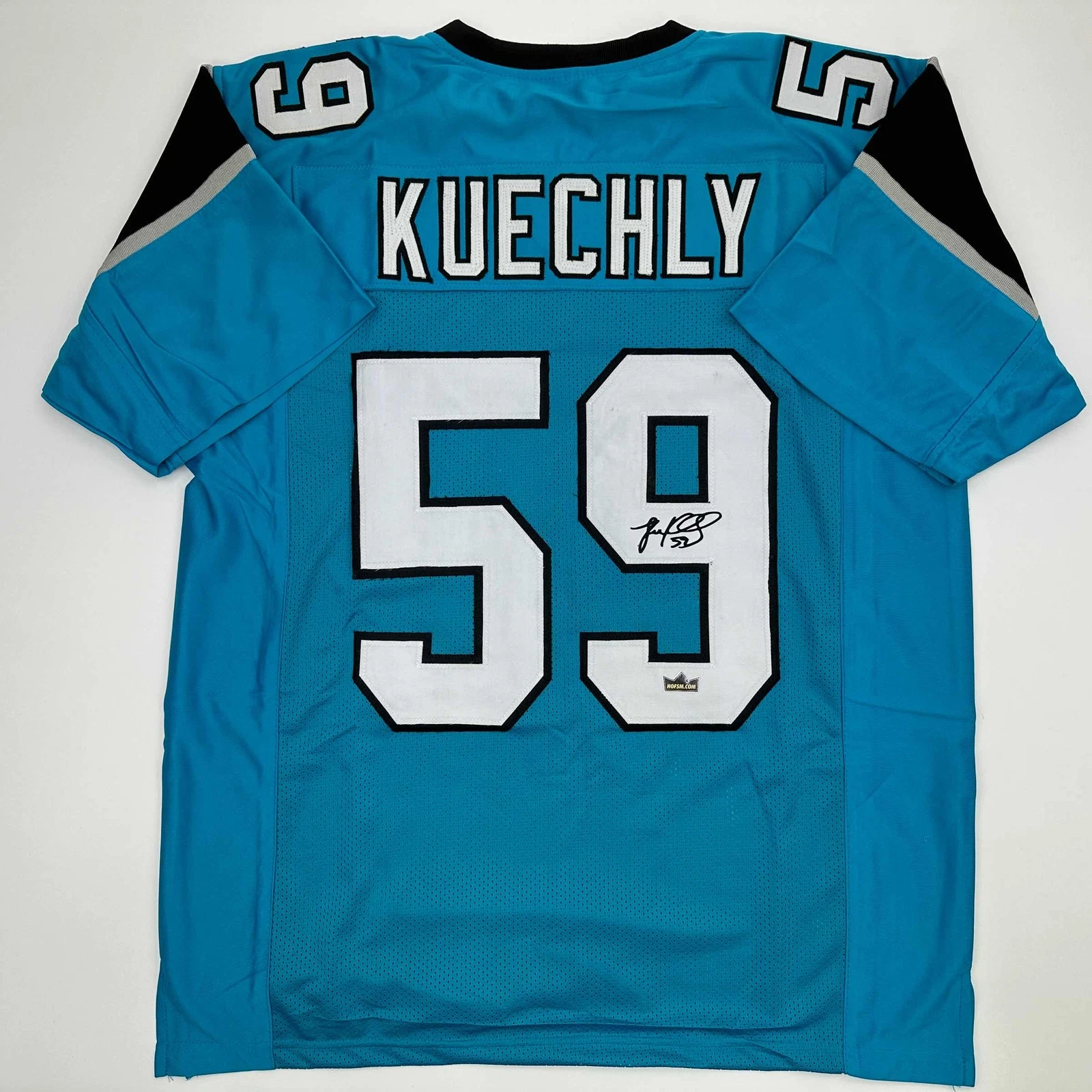 Facsimile Autographed Luke Kuechly Carolina Blue Reprint Jersey Size Men's XL