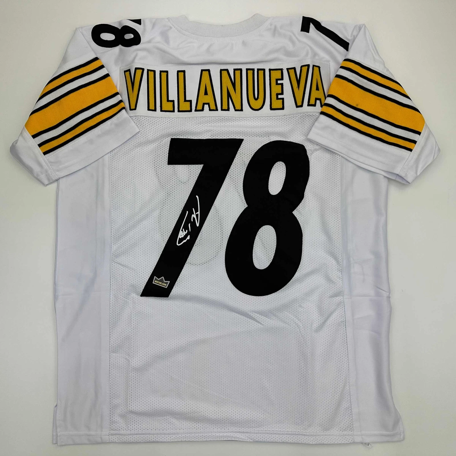 Facsimile Autographed Alejandro Villanueva Pittsburgh White Reprint Jersey XL
